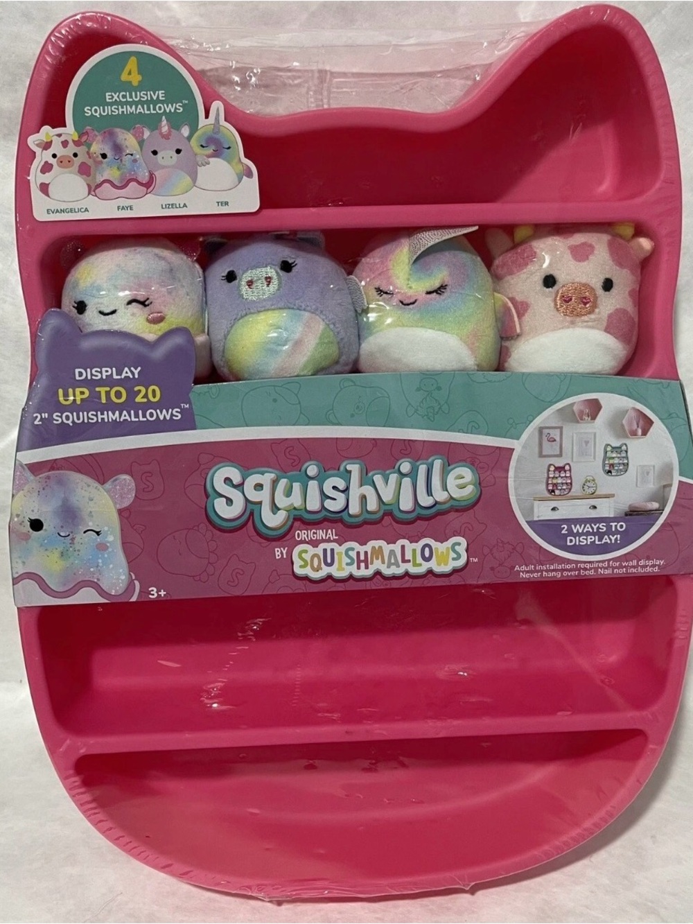 Squishmallows Squishville Pink Display with Pastel Multicolor Plush Set
